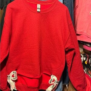 Gildan Red heathers Heavy Blend Christmas Sweatshirt upcycled